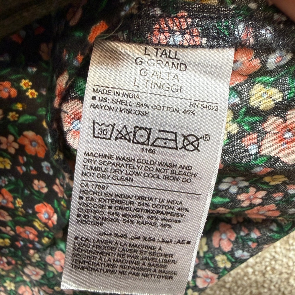 Old Navy Womens L Tall Floral Button Front Balloon Sleeve Belted Midi Dress - Picture 3 of 9
